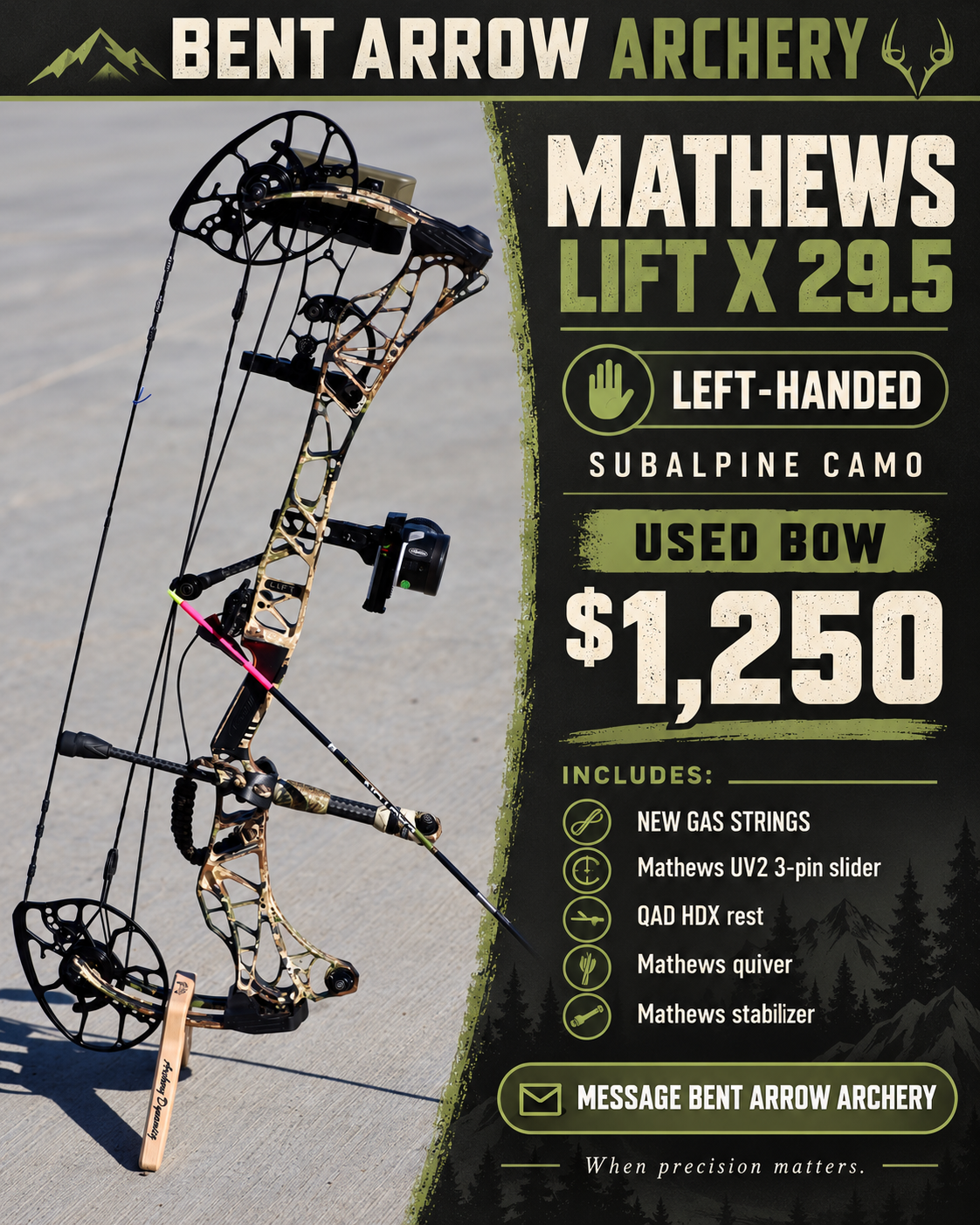 Mathews Lift LH UV 3 Pin New Gas Strings